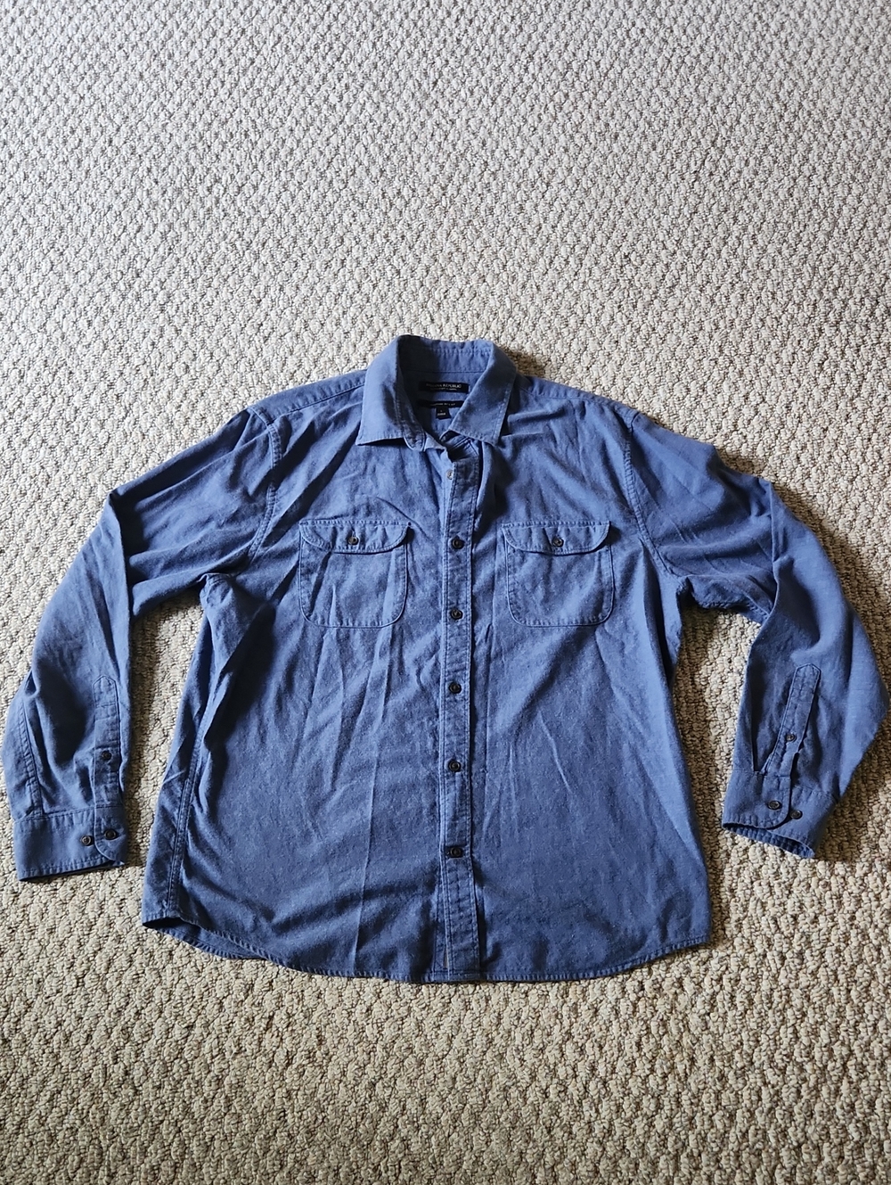 Men's Casual Blue Button-Up Shirt